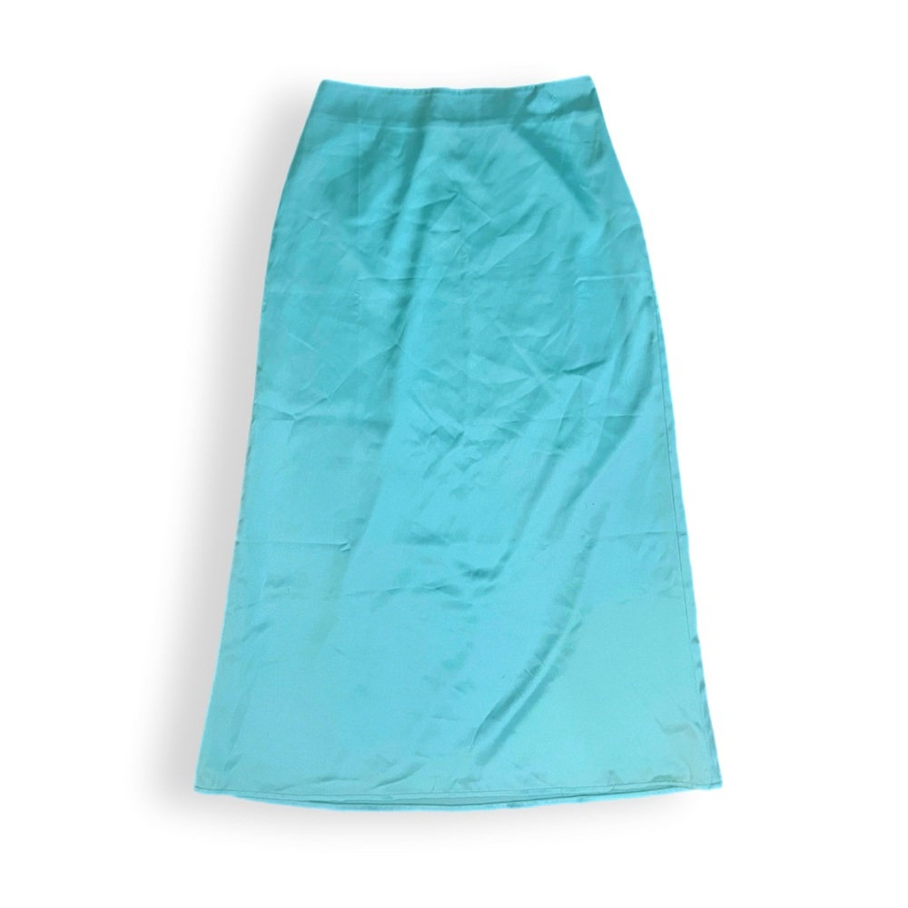 aqua satin midi skirt size small
